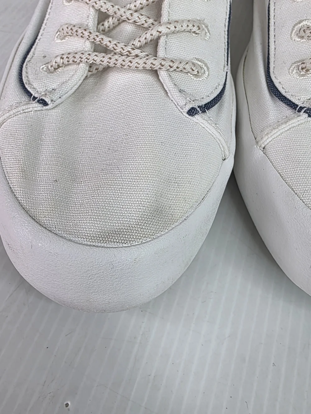 Keds Kickback White Canvas Sneakers with Blue Trim